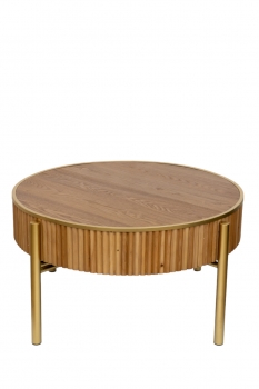 Τραπεζάκι Στρογγυλό Ξύλινο-Μεταλλικό Καφέ-Χρυσό 80x44εκ. Zen Collection 24.15.50070