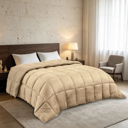 Κουβερτοπάπλωμα Flannel-Sherpa King 240x260εκ. Shelby Beige Melinen 20006716