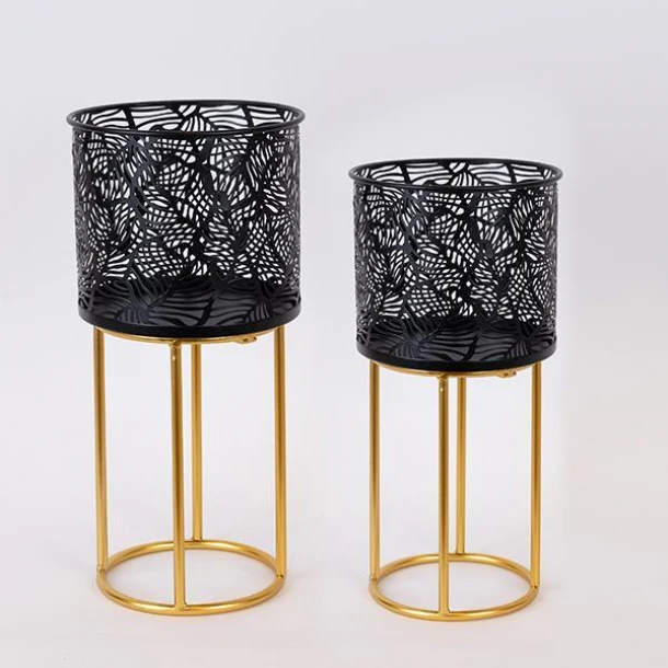 Κασπώ Σετ 2τμχ Μεταλλικό Μαύρο-Χρυσό 20x45εκ./18x35εκ. ESTHETI 752-18090