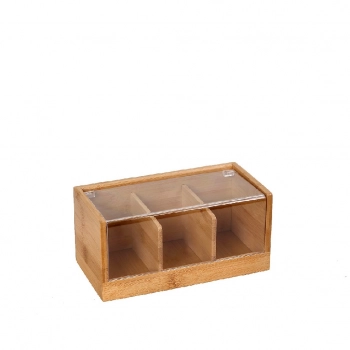 Κουτί 3 Θέσεων Με Καπάκι Bamboo-Acrylic Natural 22x13x10εκ. XYX108
