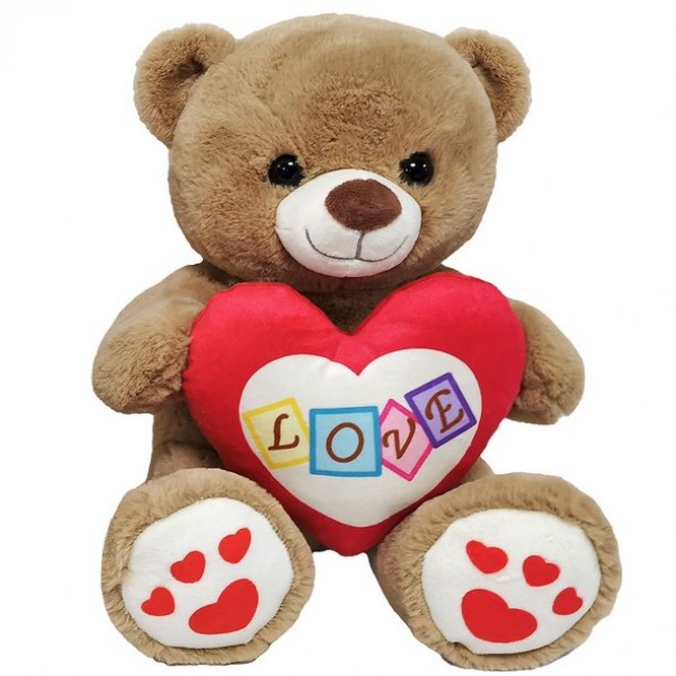 Αρκουδάκι Λούτρινο Καφέ Με Καρδιά Δίχρωμη 30εκ. Toy Markt 79-503