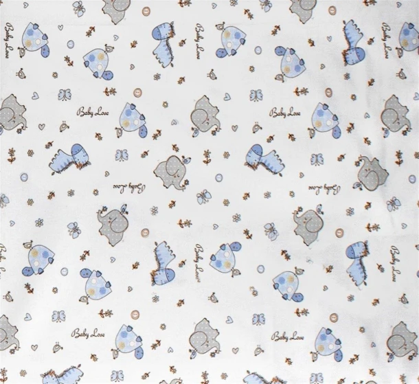 Πάνα Χασές Bebe Φανελένια 80x80εκ. Elephant 074 White-Sky Blue DimCol