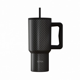 Θερμός Ανοξείδωτος Straw Tumbler XL 14,5x10x22,5εκ.-900ml Carbon Fibre Save The Aegean Estia 01-46170