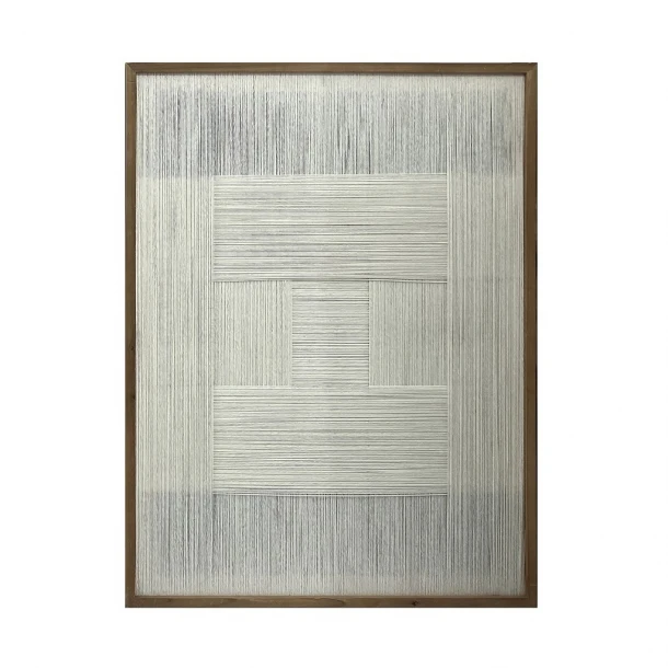 Πίνακας Με Ξύλινη Κορνίζα Και Νήμα Μπεζ-Γκρι ESPIEL 60x3x80εκ. NIM110