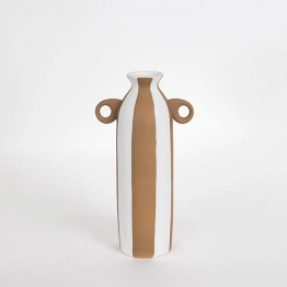 Βάζο Κεραμικό Λευκό-Καφέ 18,6x10,2x31,8εκ. ESTHETI 752-20206