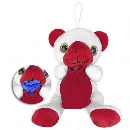 Αρκουδάκι Λούτρινο Λευκό-Κόκκινο Με Πουγκί Δώρου 20εκ. ToyMarkt 79-493
