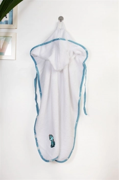 Κάπα Με Κέντημα Bebe 75x85εκ. Dinosaur 180 White-Sky Blue Dimcol