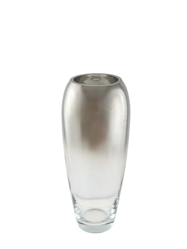 Βάζο Χειροποίητο Φυσητό Γυαλί Ασημί-Διάφανο 12x28,7εκ. Zen Collection 25.43.52137