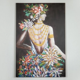 Πίνακας Καμβάς Γυναίκα Με Λουλούδια 80x3,5x120εκ. ESTHETI 755-12019