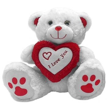 Αρκουδάκι Λούτρινο Λευκό Με Καρδιά 30εκ. ToyMarkt 79-526