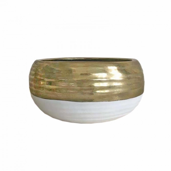 Διακοσμητικό Μπωλ Κεραμικό Χρυσό-Λευκό Art Et Lumiere 30x15,5εκ. 10579