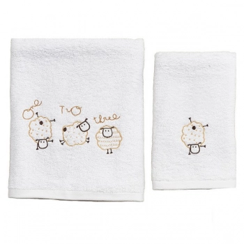 Σετ Πετσέτες 2τμχ Μπεμπέ Βαμβακερές Sheep Εκρού 57593