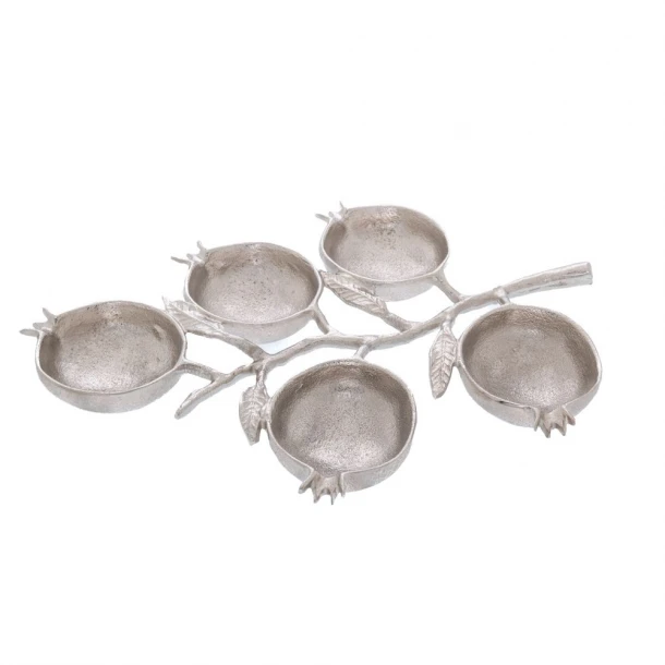 Διακοσμητικός Δίσκος Ρόδι Αλουμινίου Ασημί 37x26x4εκ. iliadis 86779