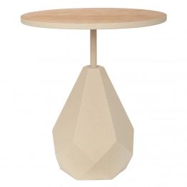 Τραπεζάκι Σαλονιού Μεταλλικό Με Ξύλινη Επιφάνεια Και Ακανόνιστη Βάση Κρεμ 50x50x56εκ. iliadis 92565