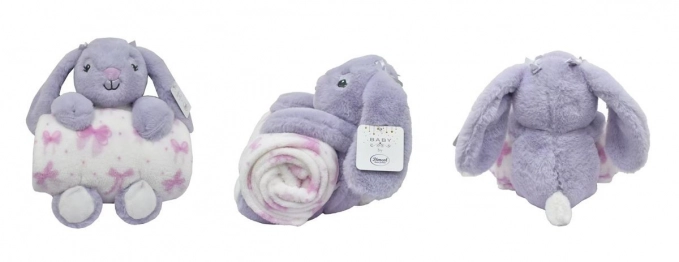 Σετ Κουβέρτα Fleece Αγκαλιάς-Λίκνου 75x90εκ. Με Λούτρινο Ζωάκι 30εκ. Rabbit 17 Lilac Dimcol