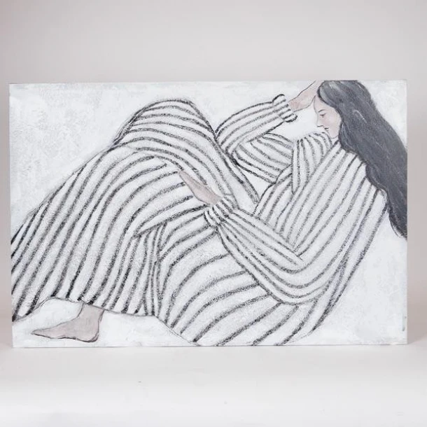 Πίνακας Καμβάς Γυναικεία Φιγούρα Λευκός-Μαύρο 60x3,8x90εκ. ESTHETI 812-20018