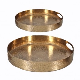 Διακοσμητικός Δίσκος Σετ 2τμχ Μεταλλικός Χρυσός Art Et Lumiere Φ44x6,5εκ.-Φ35x5εκ. 12100