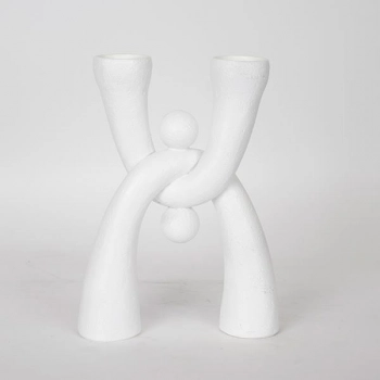 Κηροπήγιο Polyresin Λευκό 19x6,5x25,5εκ. ESTHETI 752-26015