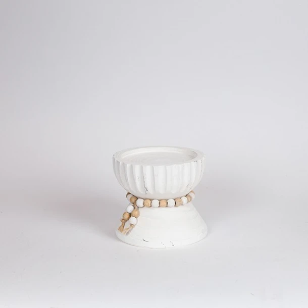 Κηροπήγιο Ξύλινο Λευκό 14,5x13εκ. ESTHETI 819-00685