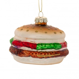 Χριστουγεννιάτικο Στολίδι Burger Κρεμαστό Γυάλινο Καφέ 9x9x7εκ. iliadis 87587