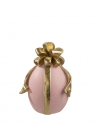 Διακοσμητικό Πασχαλινό Αυγό Με Φιόγκο Polyester Ροζ-Χρυσό 9,5x10,5x15,3εκ. Zen Collection 26.6.52450