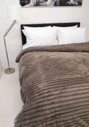 Κουβερτοπάπλωμα Flannel-Sherpa Υπέρδιπλο 220x240εκ. Comfort Wide Cut Moka Le Blanc 7001051-18