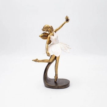 Διακοσμητική Επιτραπέζια Νεράιδα Polyresin Μπρονζέ-Λευκή 11,5x8,5x24,2εκ. ESTHETI 819-00900