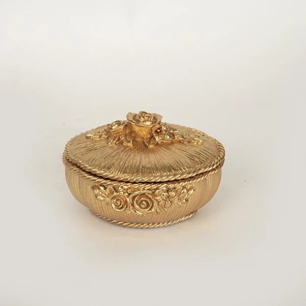 Διακοσμητικό Μπωλ Με Καπάκι Polyresin Χρυσό 13x12,7x8,5εκ. ESTHETI 752-21044