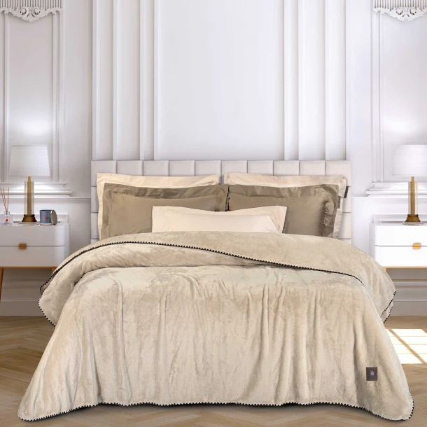 Κουβέρτα Fleece Υπέρδιπλη 220x240εκ. Essential 4438 Beige Greenwich Polo Club