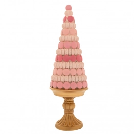 Χριστουγεννιάτικο Δέντρο Macaron Polyresin Ροζ-Χρυσό 14x14x41εκ. iliadis 86963