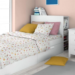 Σετ Σεντόνια 3τμχ Βαμβακερά Μονά 160x240εκ. Forest Animals 571 White-Pink Dimcol