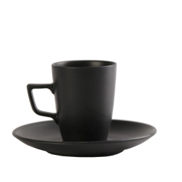 Φλυτζάνι Espresso Με Πιατάκι Πορσελάνης Morgan Black ESPIEL 80ml-12x12x7εκ. OW2052K6