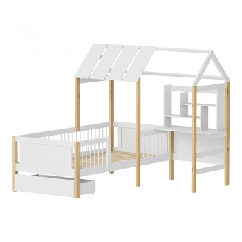 Παιδικό κρεβάτι Bedria pakoworld τ.Montessori ξύλο σε λευκή-φυσική απόχρωση 190x90εκ