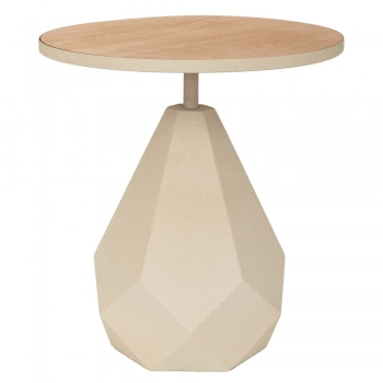 Τραπεζάκι Σαλονιού Μεταλλικό Με Ξύλινη Επιφάνεια Και Ακανόνιστη Βάση Κρεμ 45x45x49εκ. iliadis 92564