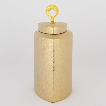 Βάζο Με Καπάκι Κεραμικό Χρυσό 14,5x14,5x32εκ. ESTHETI 752-20113