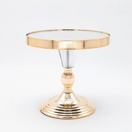 Τουρτιέρα Με Βάση Και Καθρέπτη Μεταλλική Χρυσή 20x20εκ. ESTHETI 819-00262