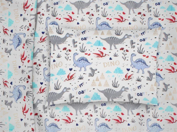 Μαξιλαροθήκη Μπεμπέ Polycotton 35x45εκ. Dino 309 White-Blue DimCol