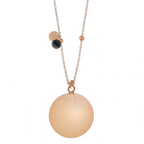 Κολιέ Κρύσταλλος Με Χρυσή-Ροζ Αλυσίδα Χάλυβα 110εκ. Bola Olivia Πράσινο Αχάτης Proud Mama PM-530