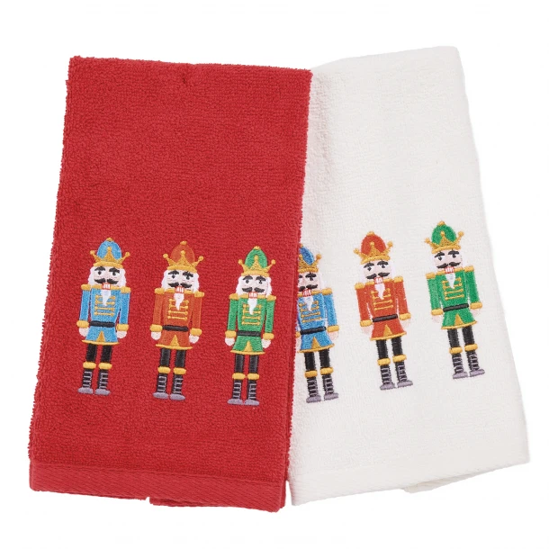 Χριστουγεννιάτικο Ποτηρόπανο Σετ 2τμχ Βαμβακερό 30x50εκ. Christmas 0810 Red-White Das Home