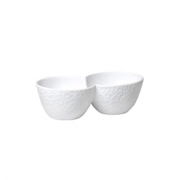Μπωλ Σερβιρίσματος 2 Θέσεων Πορσελάνης Λευκό Crumpled ESPIEL 20εκ. WEM711