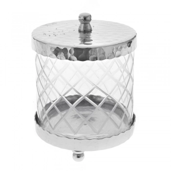 Διακοσμητικό Βάζο Με Καπάκι Γυάλινο-Μεταλλικό Διάφανο-Ασημί iliadis 11x14εκ. 83061