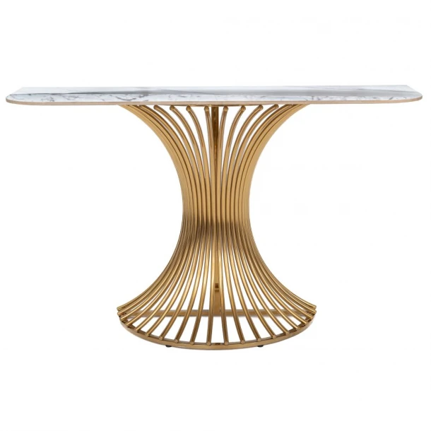 Κονσόλα Μεταλλική-Κεραμική Χρυσή-Marble 130x40x80εκ. iliadis 91681
