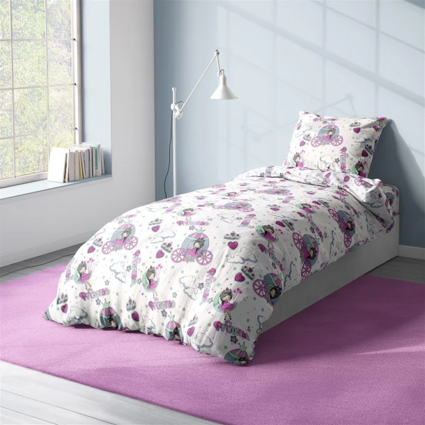 Πάπλωμα Polycotton Παιδικό Μονό 160x240εκ. Princess 389 White-Lilac DimCol