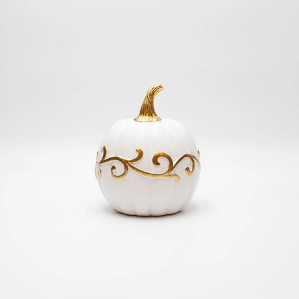 Διακοσμητική Κολοκύθα Polyresin Χρυσή-Λευκή 13x15,5εκ. ESTHETI 819-00546