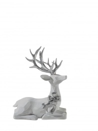 Χριστουγεννιάτικος Διακοσμητικός Τάρανδος Polyester Λευκός-Ασημί 14,5x9x8,5εκ. Zen Collection 25.42.51983