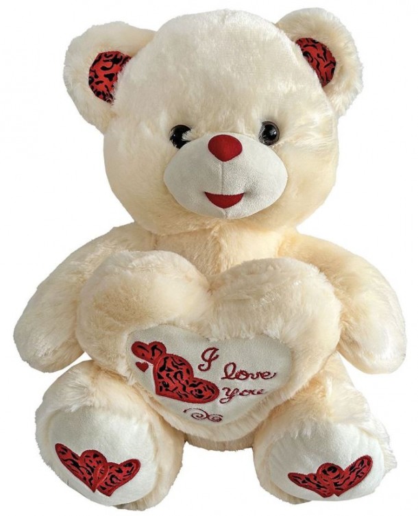 Αρκουδάκι Λούτρινο Εκρού Με Καρδιά 40εκ. Toy Markt 79-485