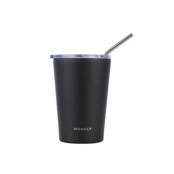Θερμός-Ποτήρι Ανοξείδωτο Coffee Mug Homely Midnight Black 400ml-9x8,5x13εκ. Estia 01-32623