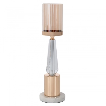 Κηροπήγιο Γυάλινο-Μεταλλικό-Μαρμάρινο Χρυσό 13x48εκ. iliadis 91776