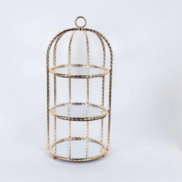 Ορντερβιέρα 3 Όροφη Μεταλλική Με Καθρέπτη Χρυσή 23x51εκ. ESTHETI 754-11026