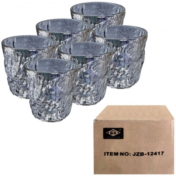 Ποτήρι Χαμηλό Σετ 6τμχ Γυάλινο Σμιλεμένο Ασημί 330ml-9x9εκ. Homie 80-2111